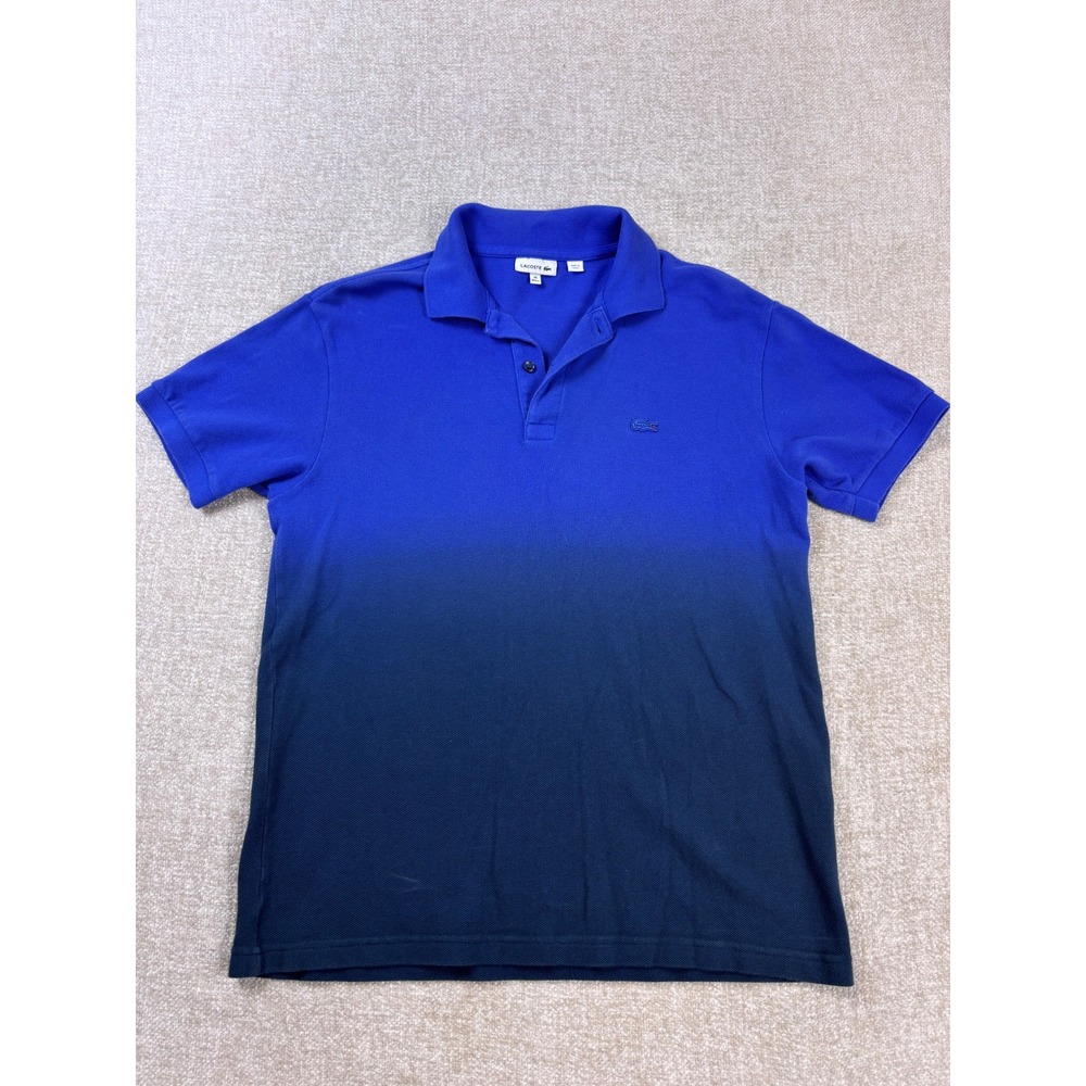 Lacoste Boys Blue Ombre Dip Dye Cotton Pique Polo Shirt Size 16 164cm FC8195
